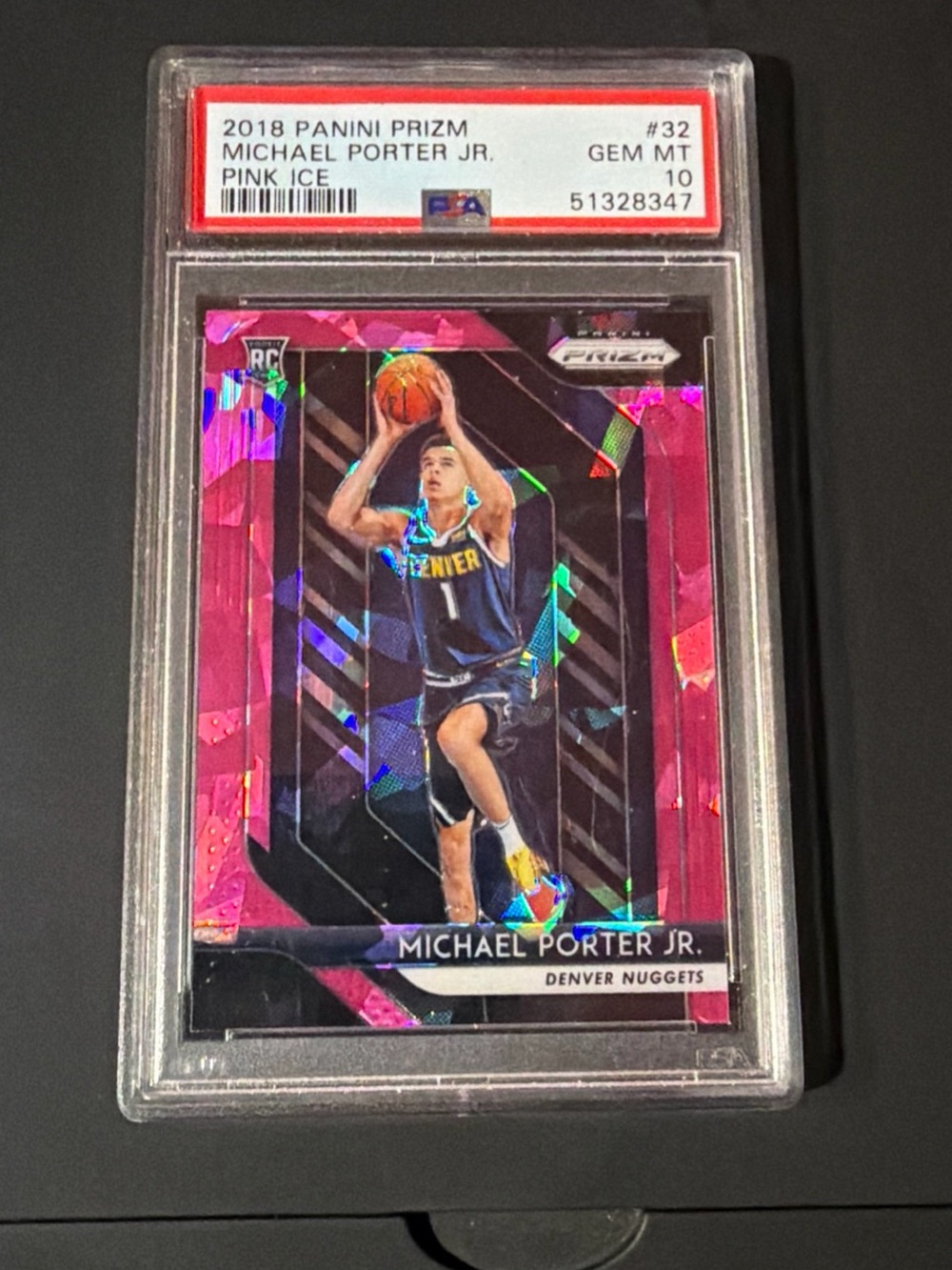 2018-19 Panini Prizm Michael Porter Jr #32 Pink Ice Prizm DEN RC PSA 10 GEM MINT